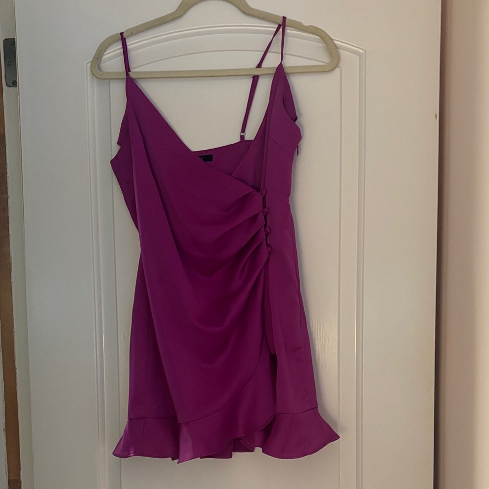 Forever 21 Magenta Spaghetti-Strap Ruffle Mini Dress